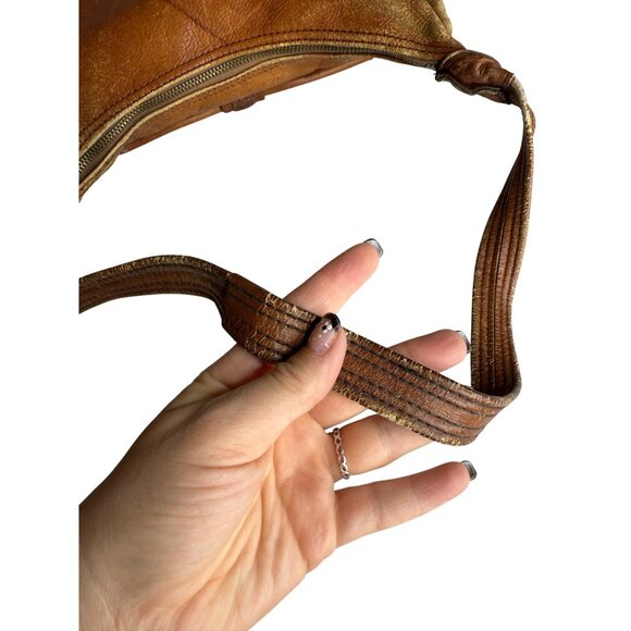 Vintage Frye Leather‎ Serval Zipper Shoulder Bag With Woven Detail - Picture 9 of 9